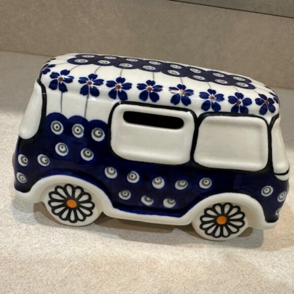 POLISH POTTERY VW BUG VAN BANK - Picture 2 of 4